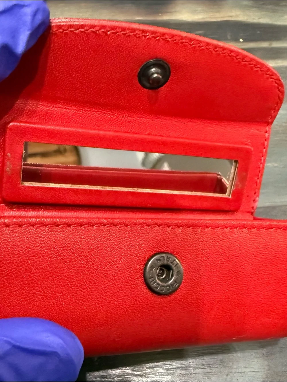 Vtg Coach Red Leather Lipstick Case w/ Mirror - Made in Italy - EUC
